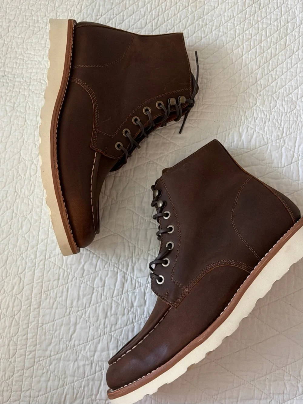 Quince NEW  Crafted Leather Moc Toe Size 11 Men’s Brown Cafe Boots